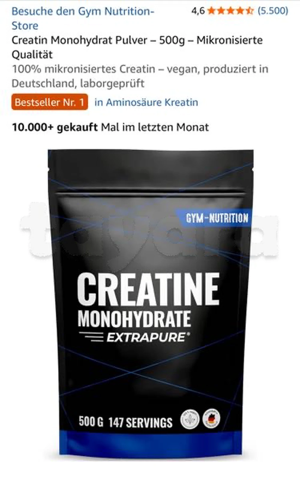 Creatine 500G Premium German Quality Bestsellee