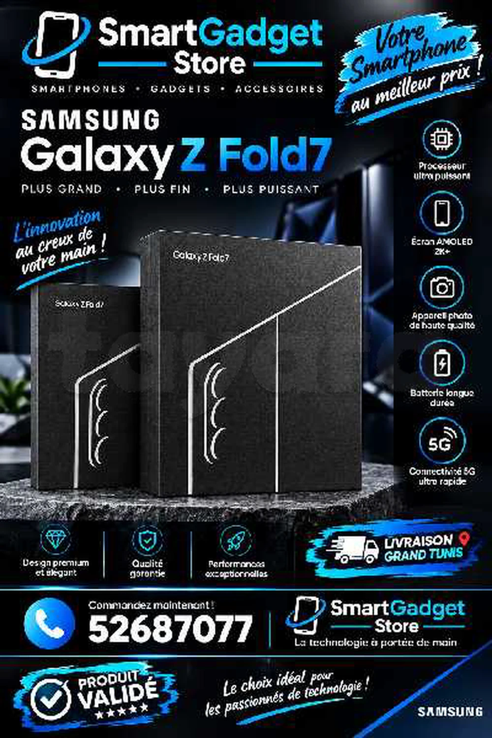 Samsung Galaxy ZFold 7 (12/256Go)Neuf cacheté Sous blister 
📞52687077📞