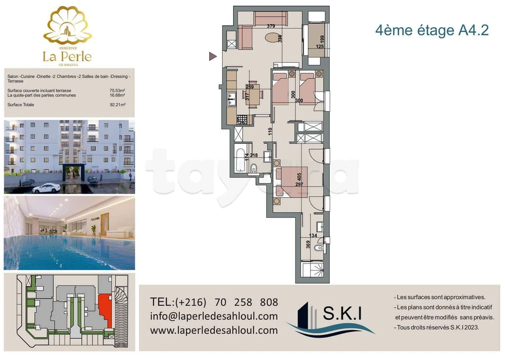 A vendre un appartement S+2 au 4éme Etage