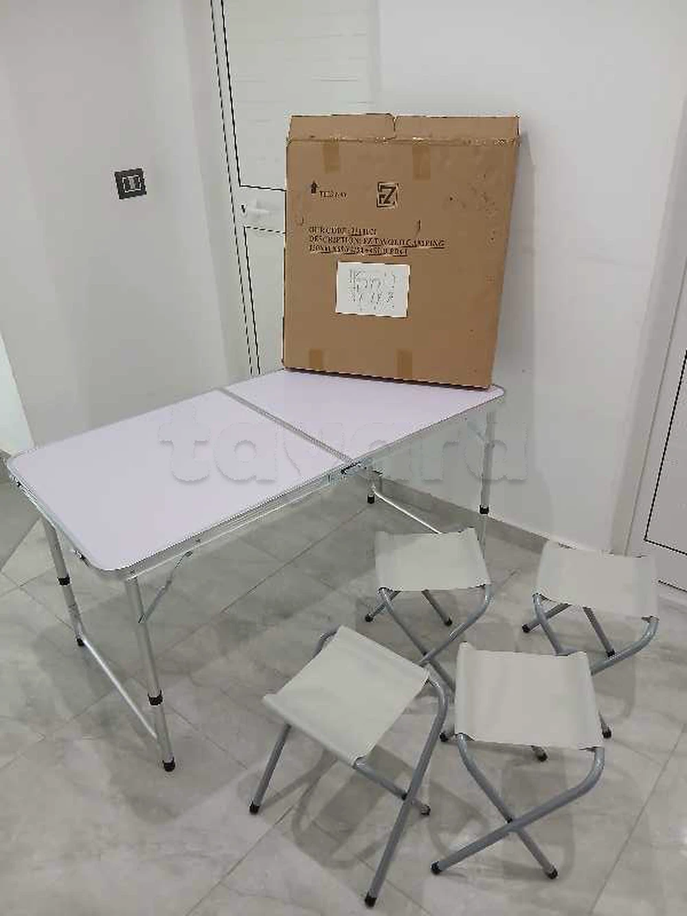 nouveau Table aluminium pliable avec 4 Tabouret importé