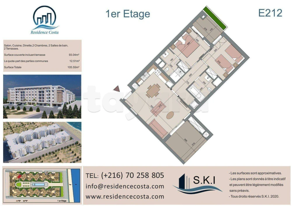 A vendre un appartement S+2 au 1ére étage