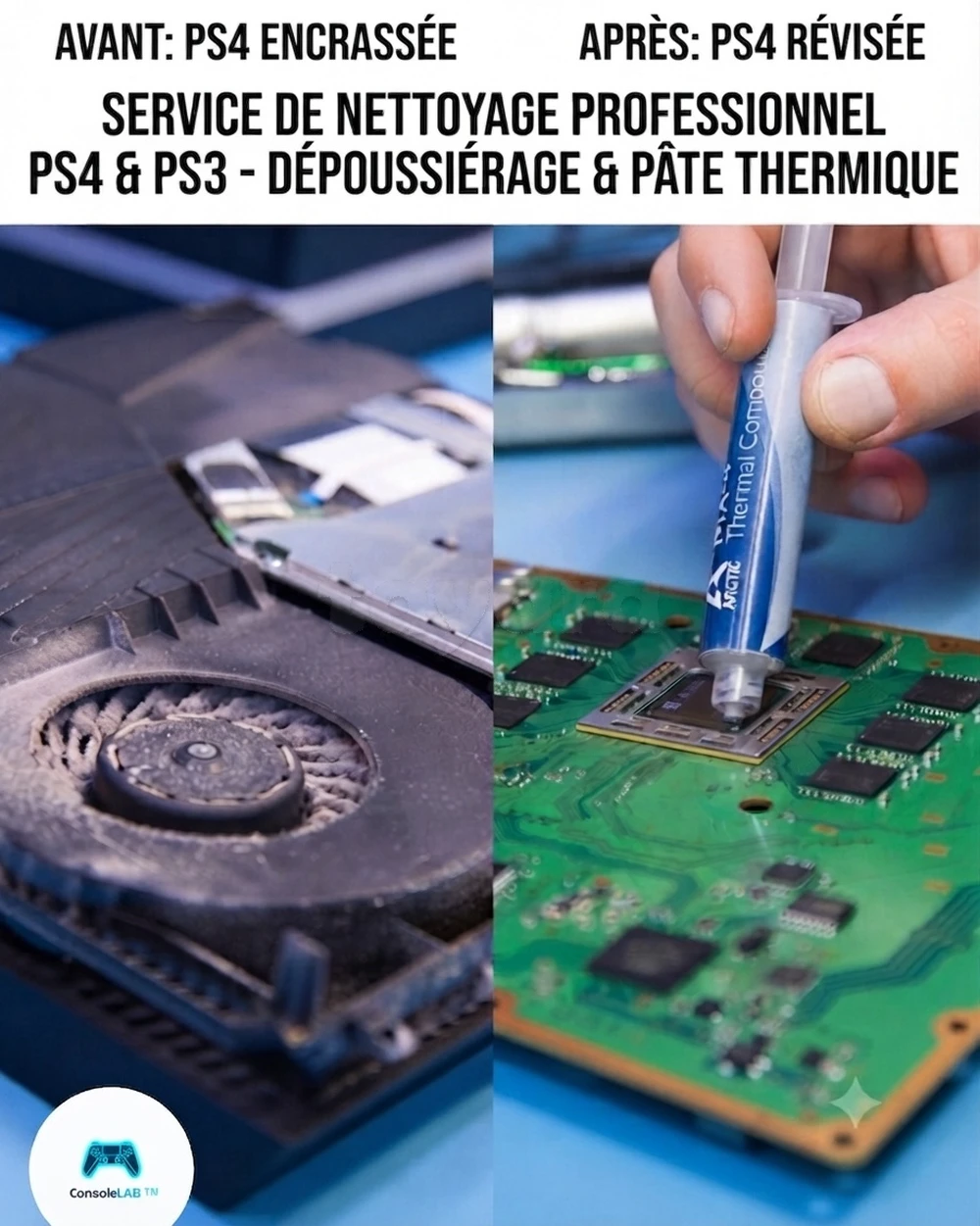 Nettoyage + Pâte Thermique PS4 / PS3 / XBOX / NINTENDO SWUITCH