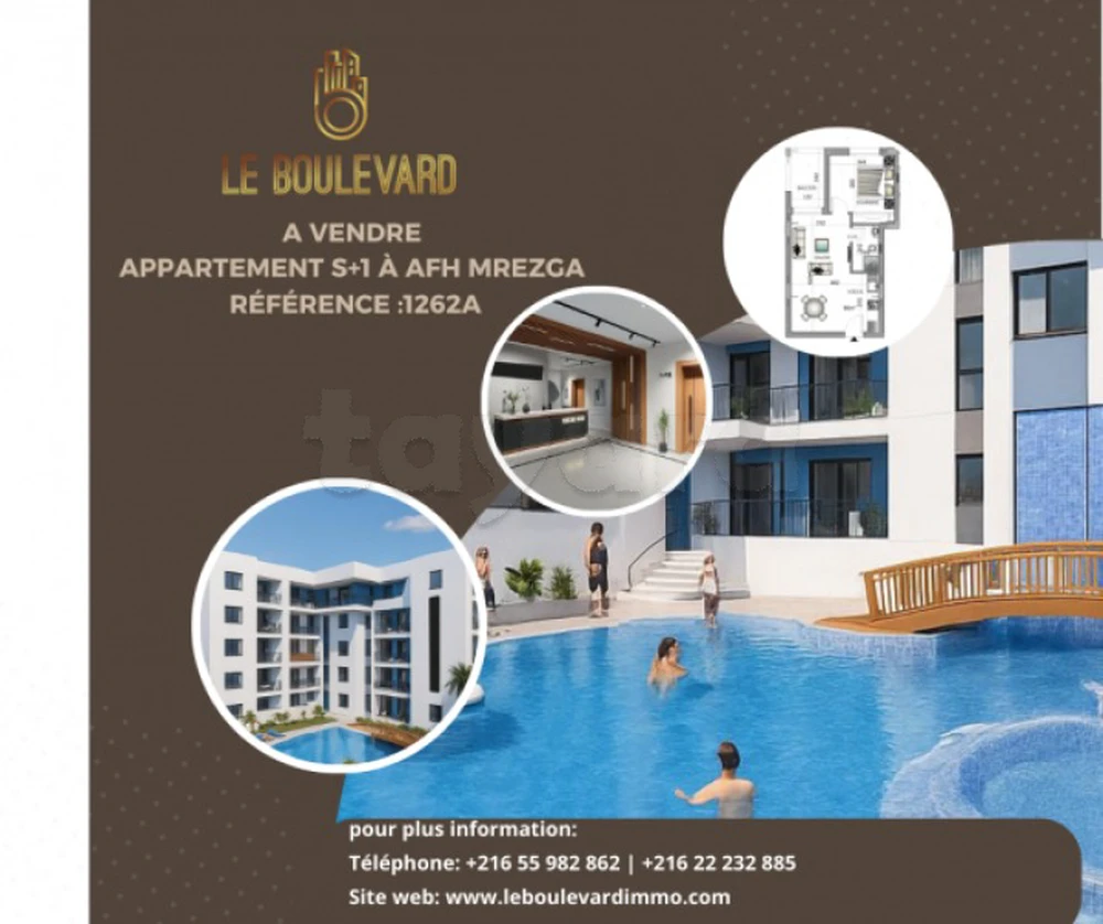 A vendre Appartement S+1, 60m² à AFH Mrezga, Hammamet