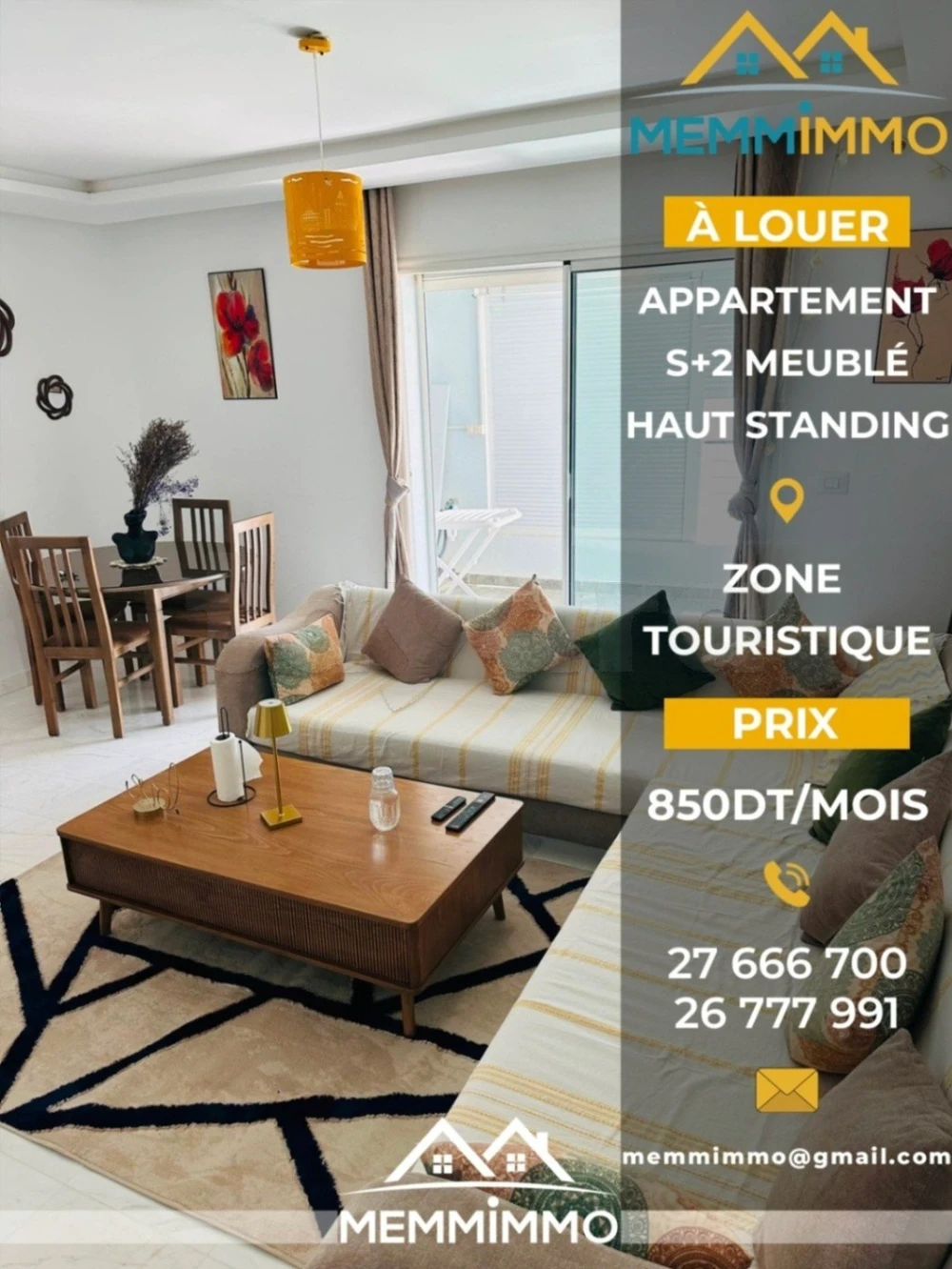 🏢Location Périodique: Appartement S+2 Spacieux -Zone Touristique Mahdia- 🏢