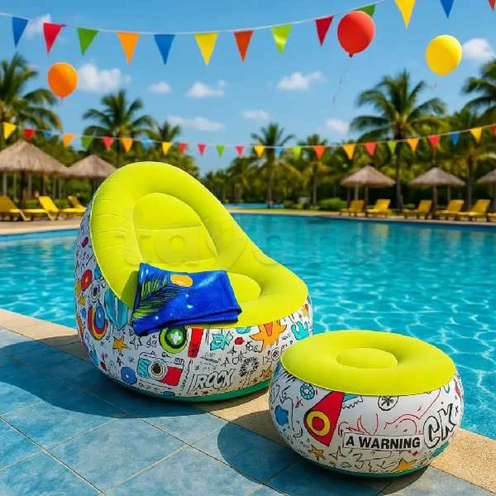 Chaise longue de haute qualité avec repose-pieds inclus, pouf, canapé gonflable portable avec..