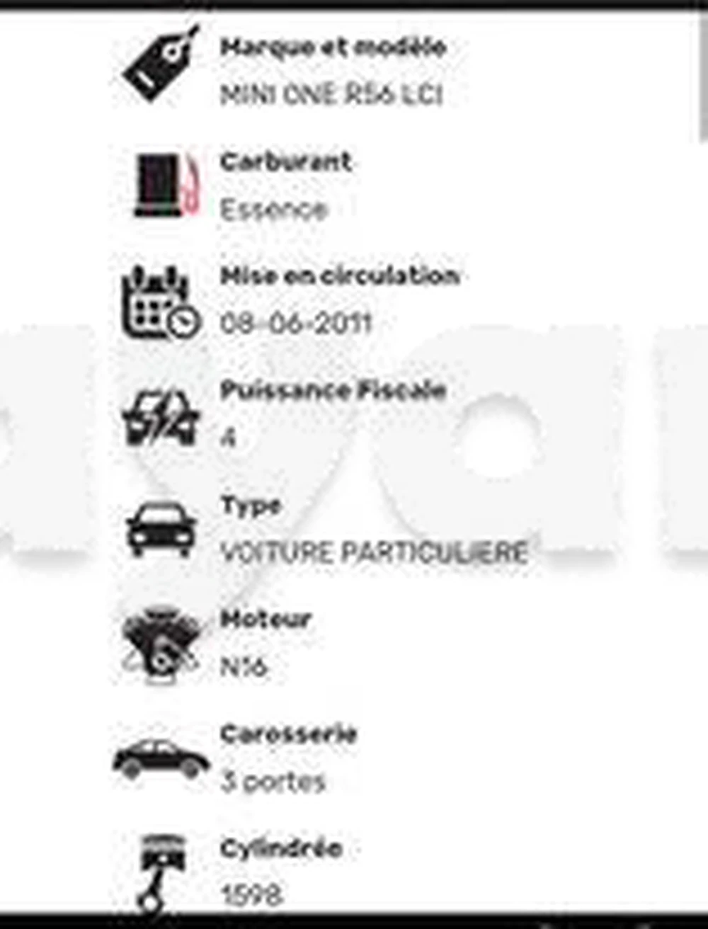 Carte voiture Mini One