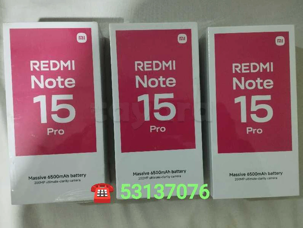 Redmi Note 15 pro 4G /Paquet fermé. Validé☑️ 
➖12/512 =980 dt
➖12 /256=950 dt
➖8/256 =880 dt 
➖Couleur :Noir /Bleu /Titanium 
➡️vente en ligne ☎️53137076 dispo à Ariana /Tunis centre ville
🚛Livraison sur tout la Tunisie 🚚🇹🇳
⛔Echange : Non