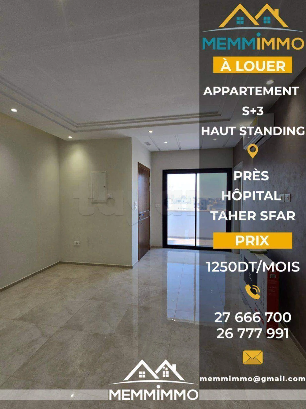 🏠 À 𝐋𝐎𝐔𝐄𝐑 Appartement S+3 de haut standing à proximité de l'hôpital Taher Sfar - Mahdia🏠