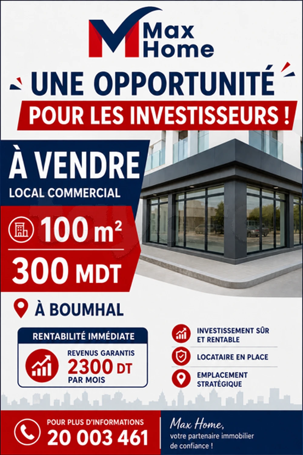 À VENDRE-LOCAL COMMERCIAL À BOUMHEL📍
