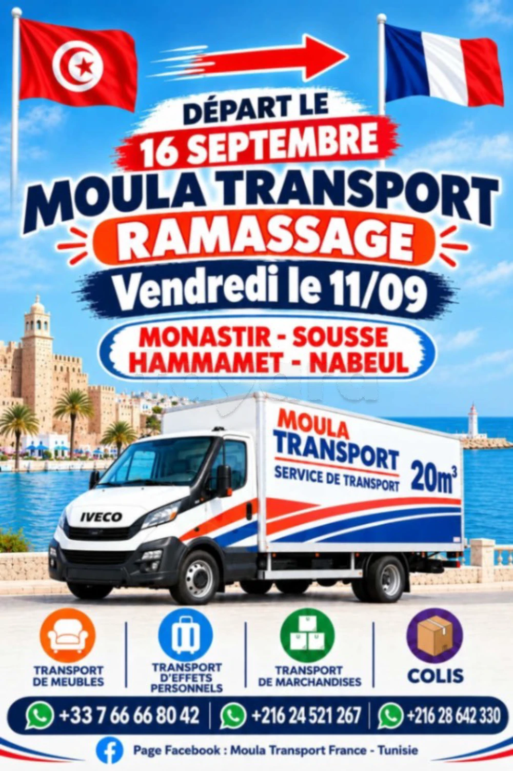 Transport Tunisie > France