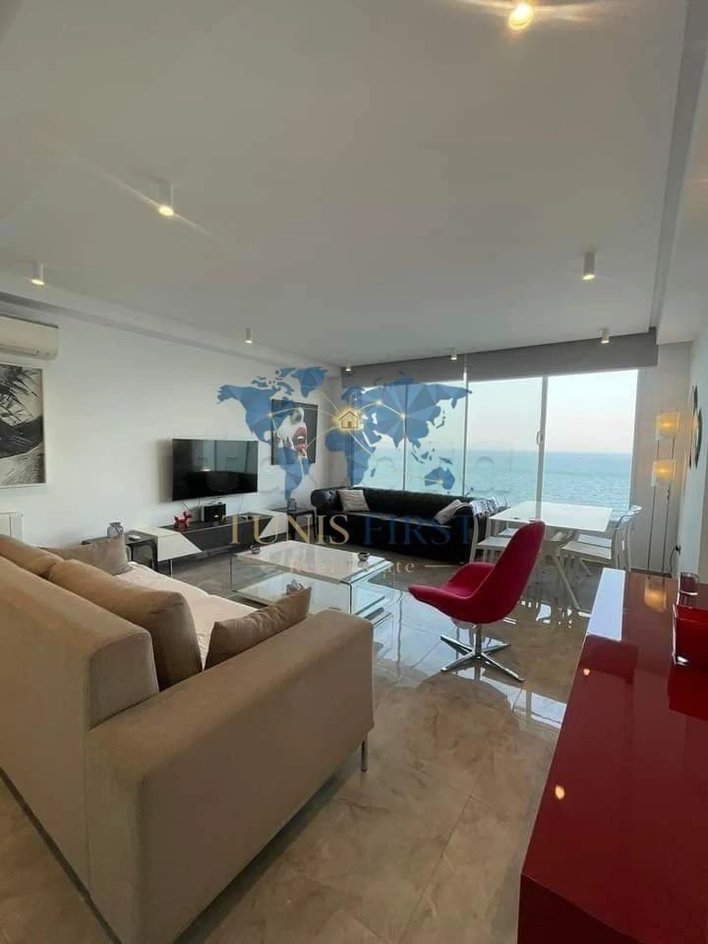 A louer appartement S+2 meublé à Gammarth avec vue panoramique sur mer