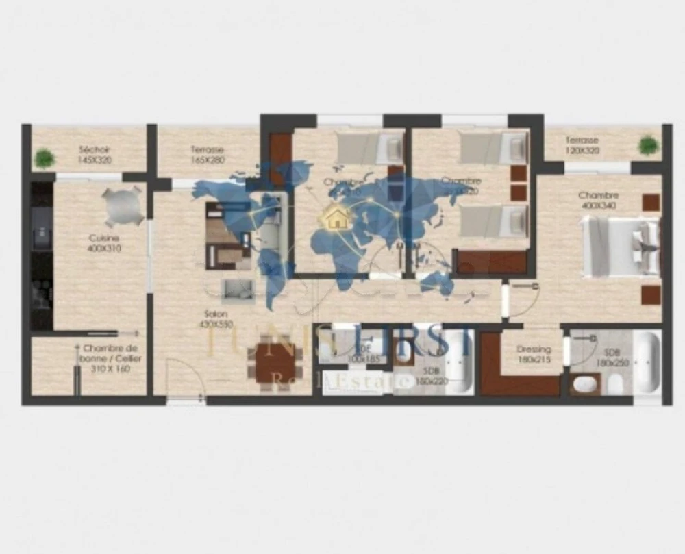 A Vendre Appartement S+3 à Ain Zaghouan Nord