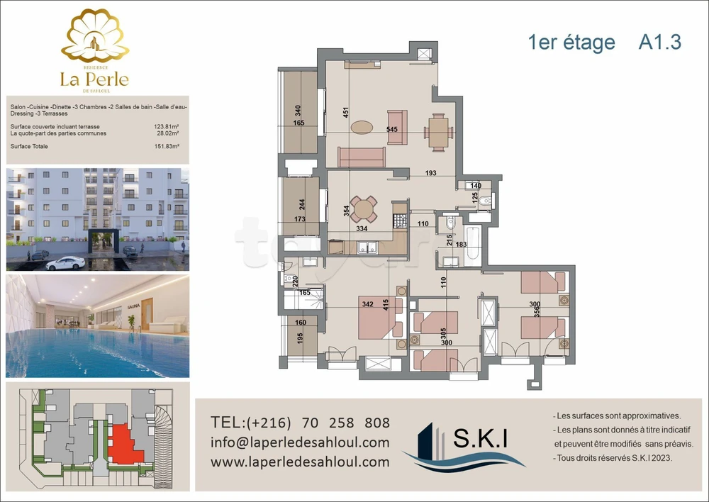 A vendre un appartement S+3 au 1er Etage