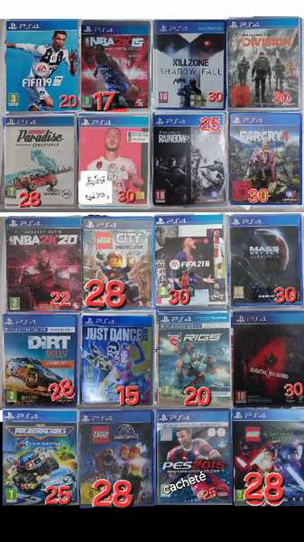 📢PROMO📢Jeux Ps4 Originaux ( prix entre 15 et 30 dt )