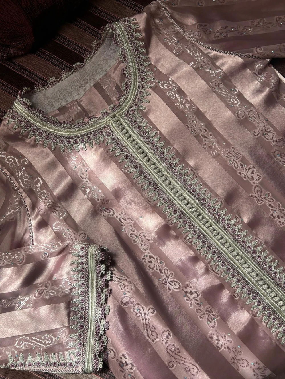 Cofftan tunisien/marocain rose poudré taille standard