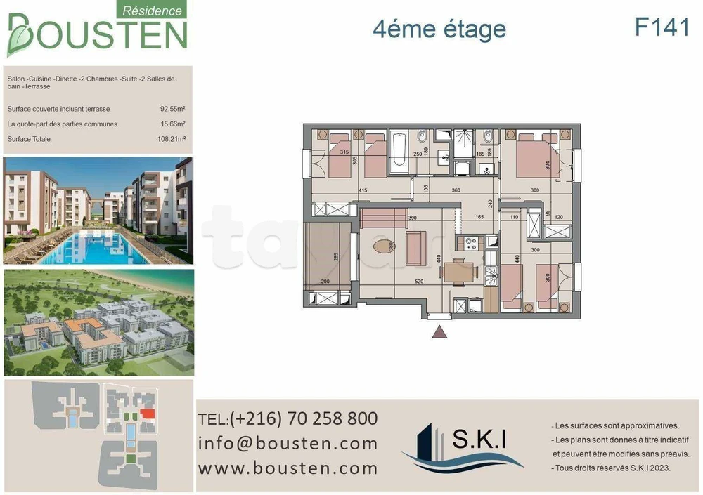 A vendre un appartement S+3 au 4éme étage
