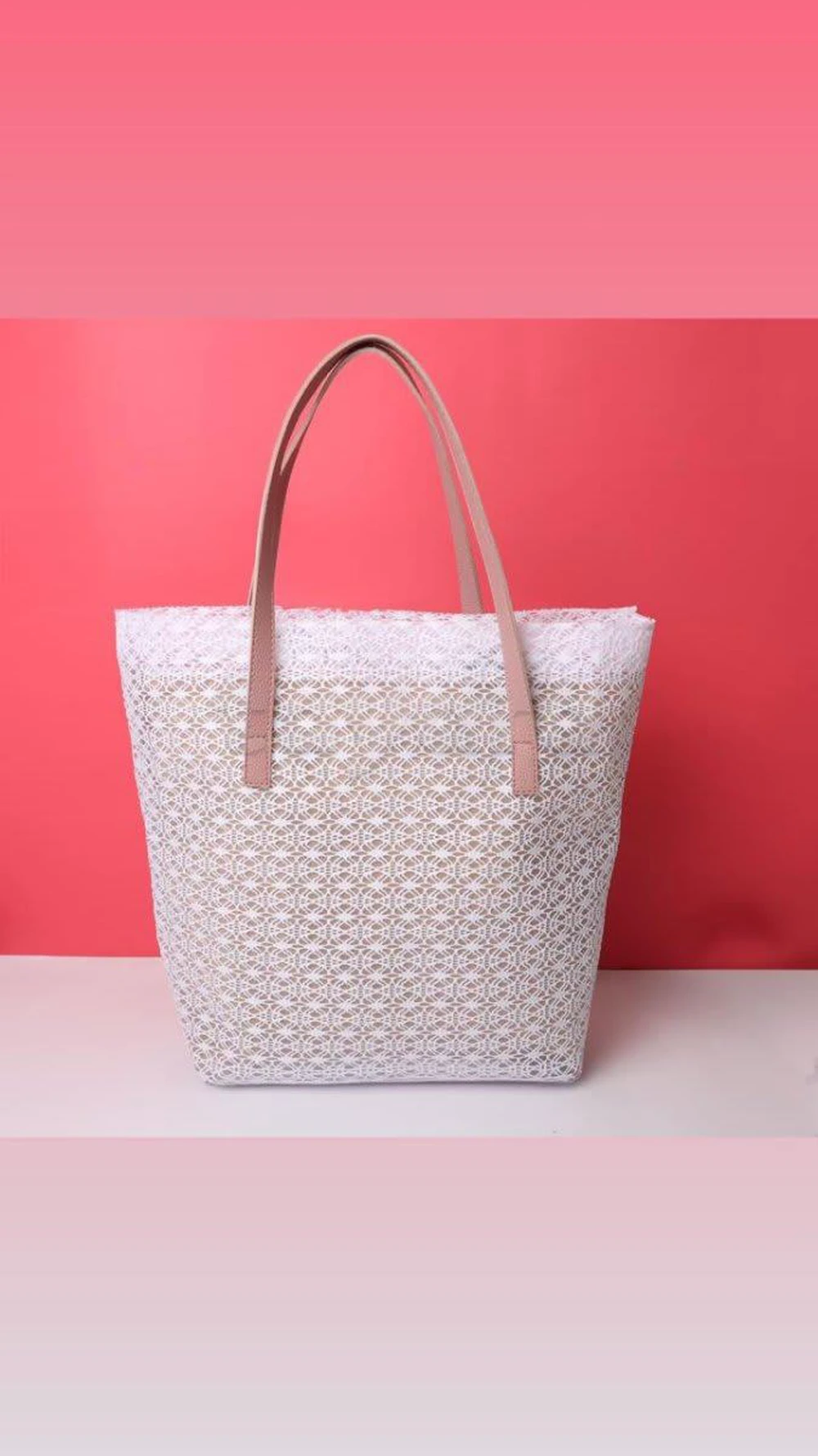 Sac de plage / cabas femme blanc - grand format