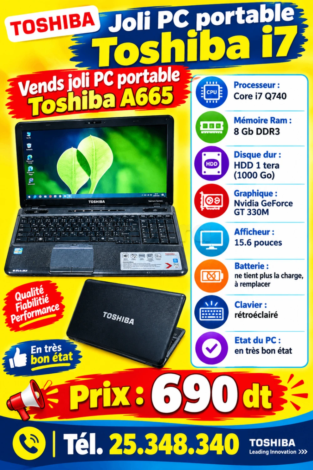 Joli PC Toshiba i7