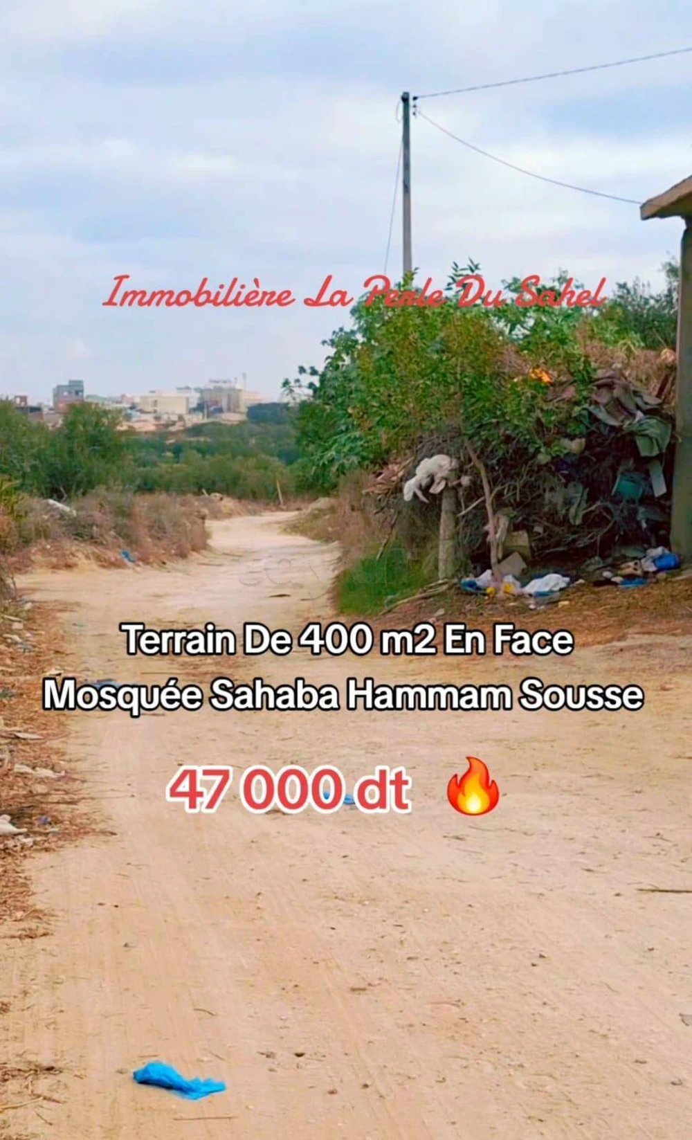 TERRAIN DE 400 m2 EN FACE MOSQUEE SAHABA HAMMAM SOUSSE