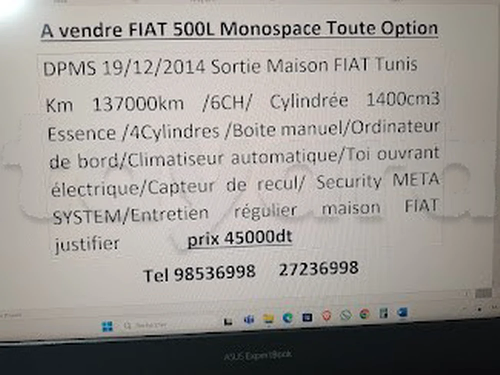 Carte voiture Fiat 500L