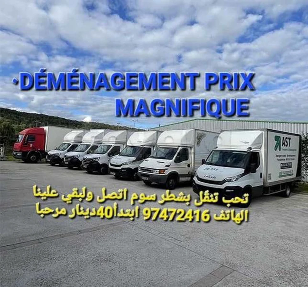 نقل بأرفق سوم TRANSPORTEUR TÉLÉ 97472416 DÉMÉNAGEMENT maison villa appartement meublé