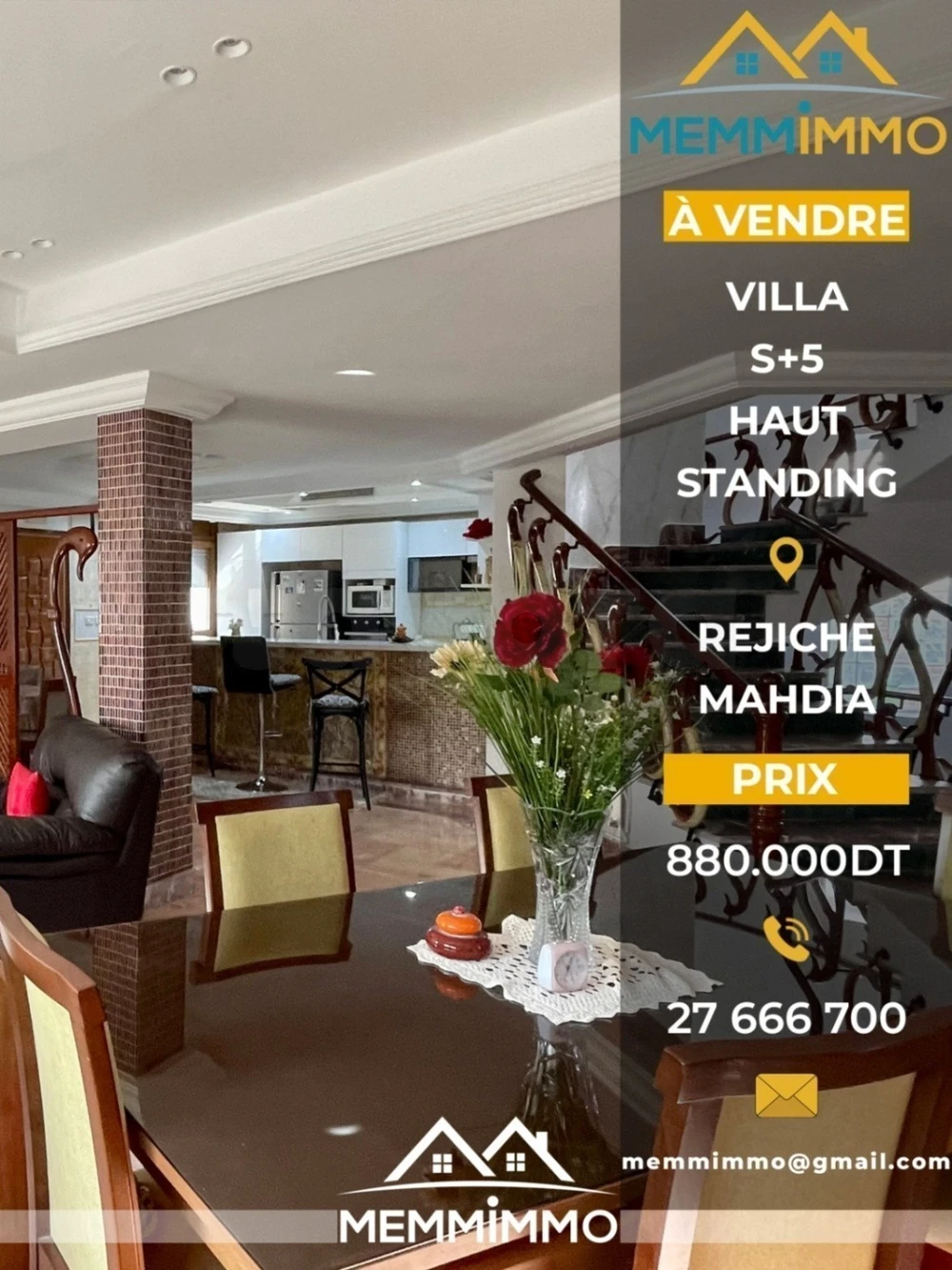 🏠 𝐀 𝐕𝐄𝐍𝐃𝐑𝐄 Villa S+5 avec jardin 🏠 Rejiche Mahdia