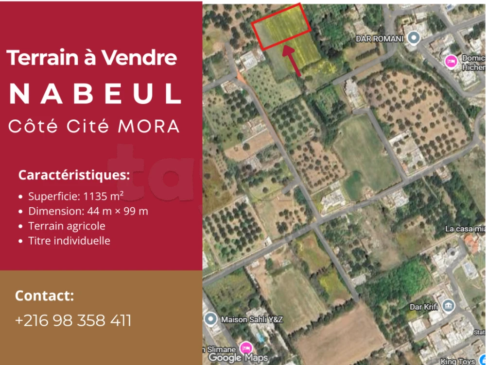 À vendre – Terrain agricole de 1 135 m²