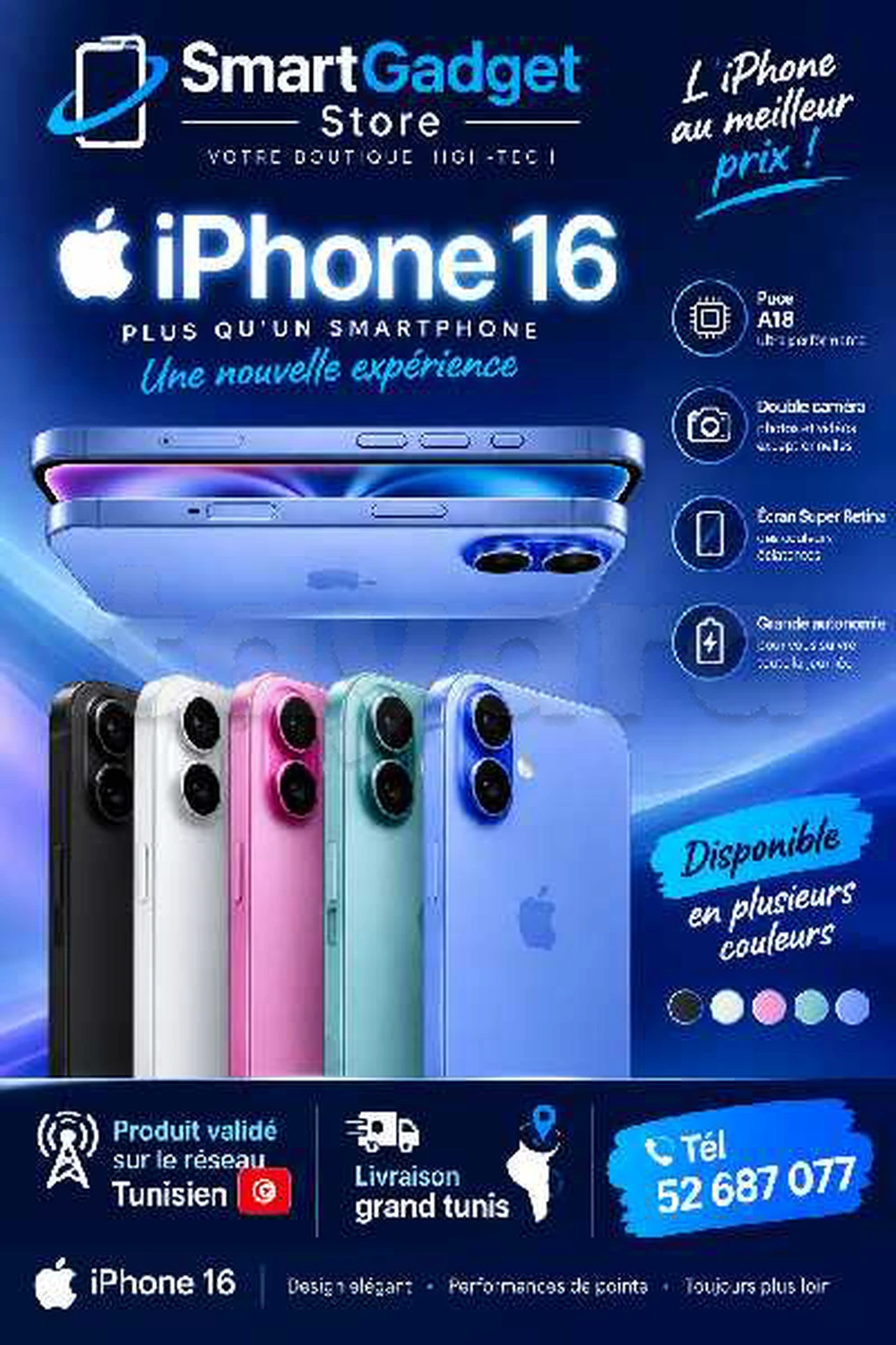 Iphone 16🍏 128Go Neuf cacheté sous blister Validé 
📞52687077📞