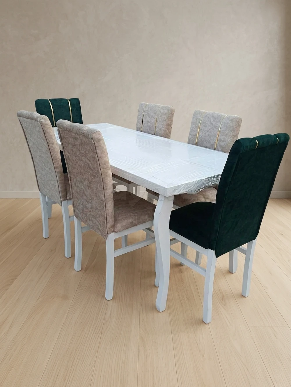 Table à manger moderne blanche avec 6 chaises neuf