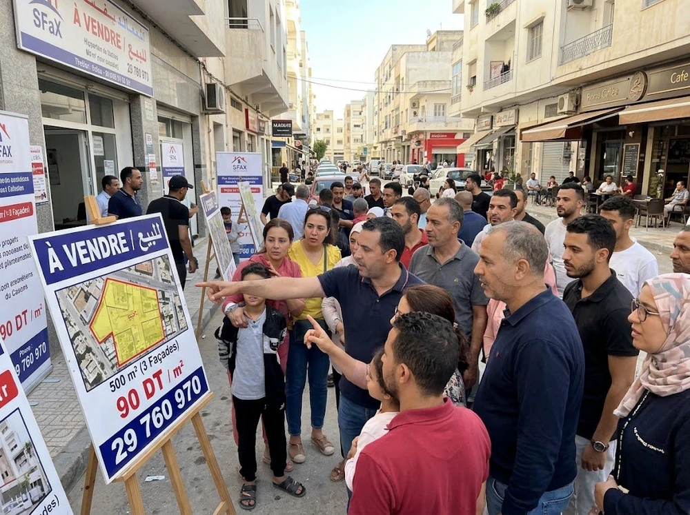 أفار باهي في صفاقس: أرض للبيع 500 مترو وتطل على (3 واجهات)