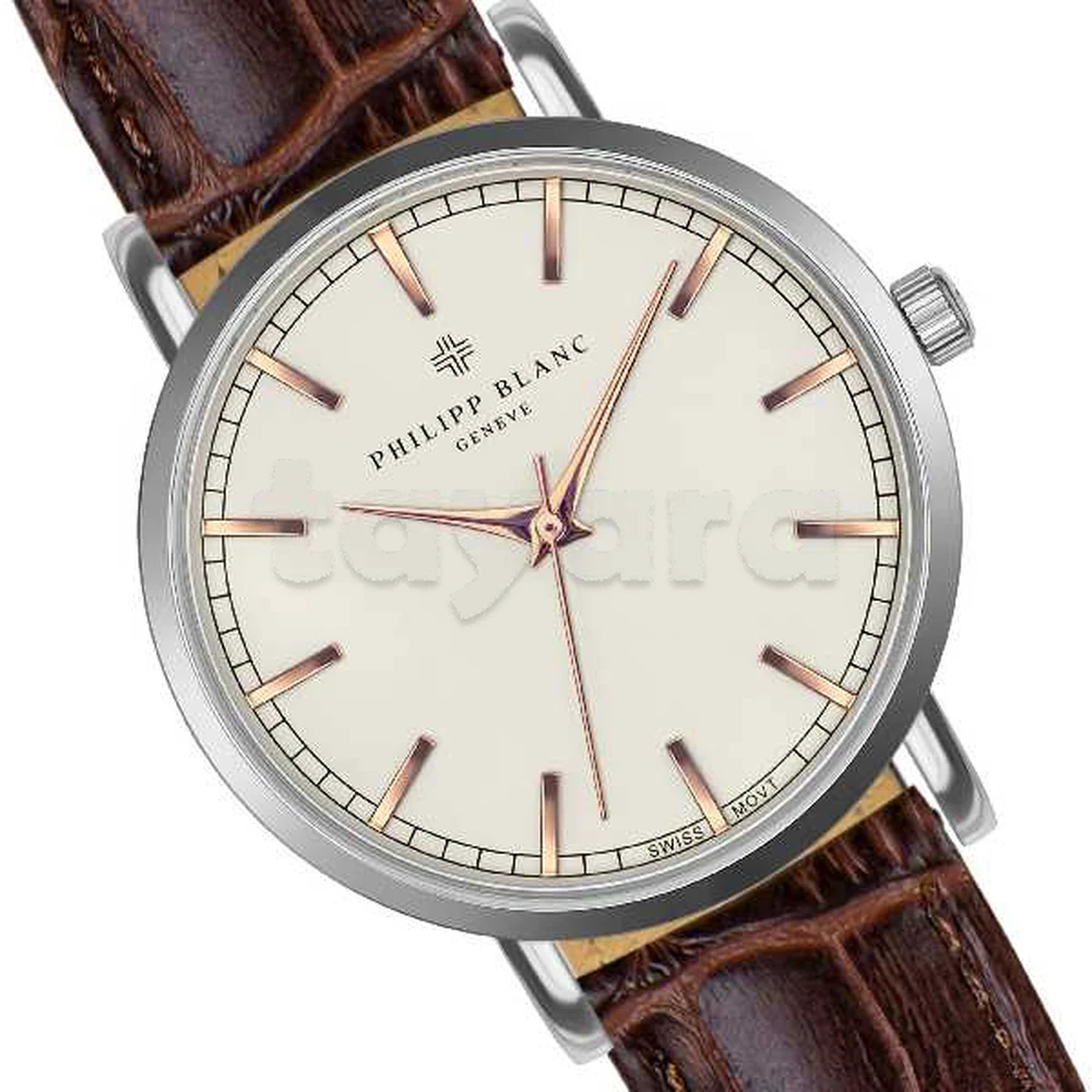 montre philipp blanc ( basel brown croco leather)