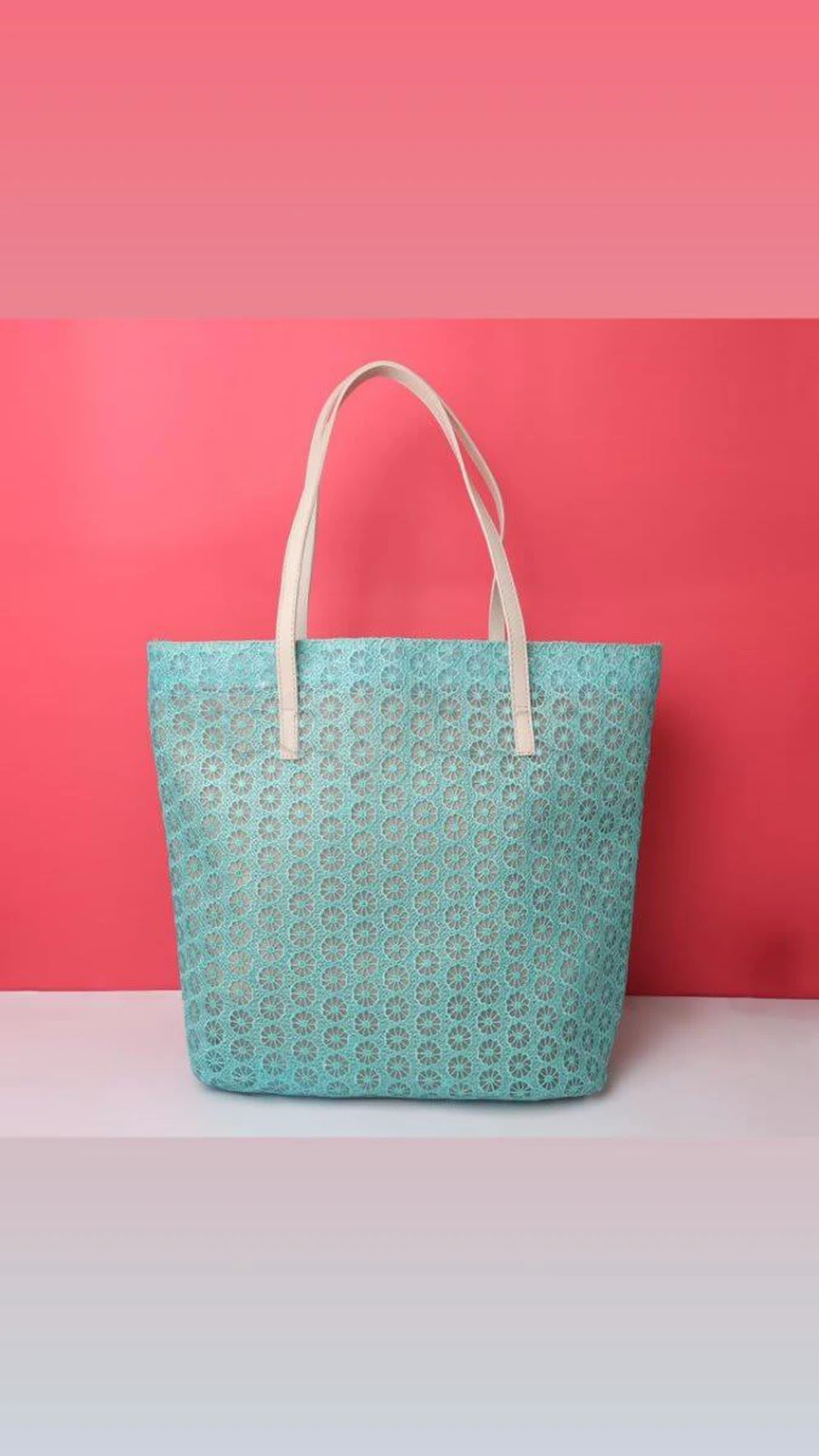 Sac de plage / cabas femme vert - grand format