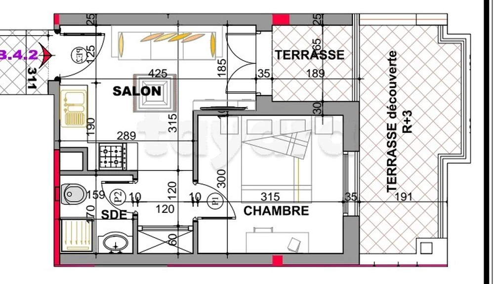 A vendre un appartement S1 à la Nouvelle Soukra