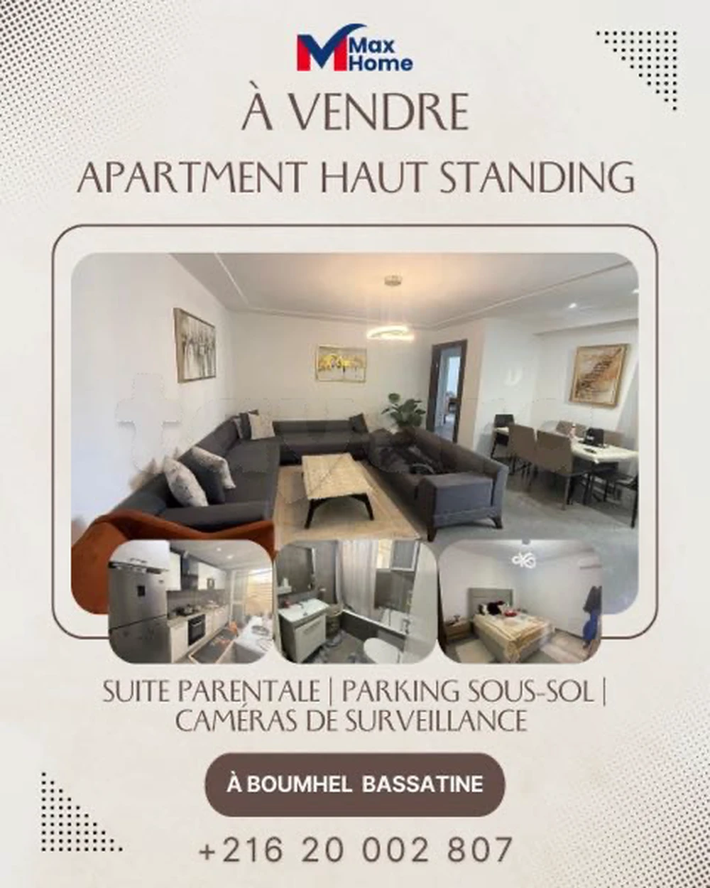 À VENDRE UN APPARTEMENT HAUT STANDING À BOUMHEL BASSATINE📍