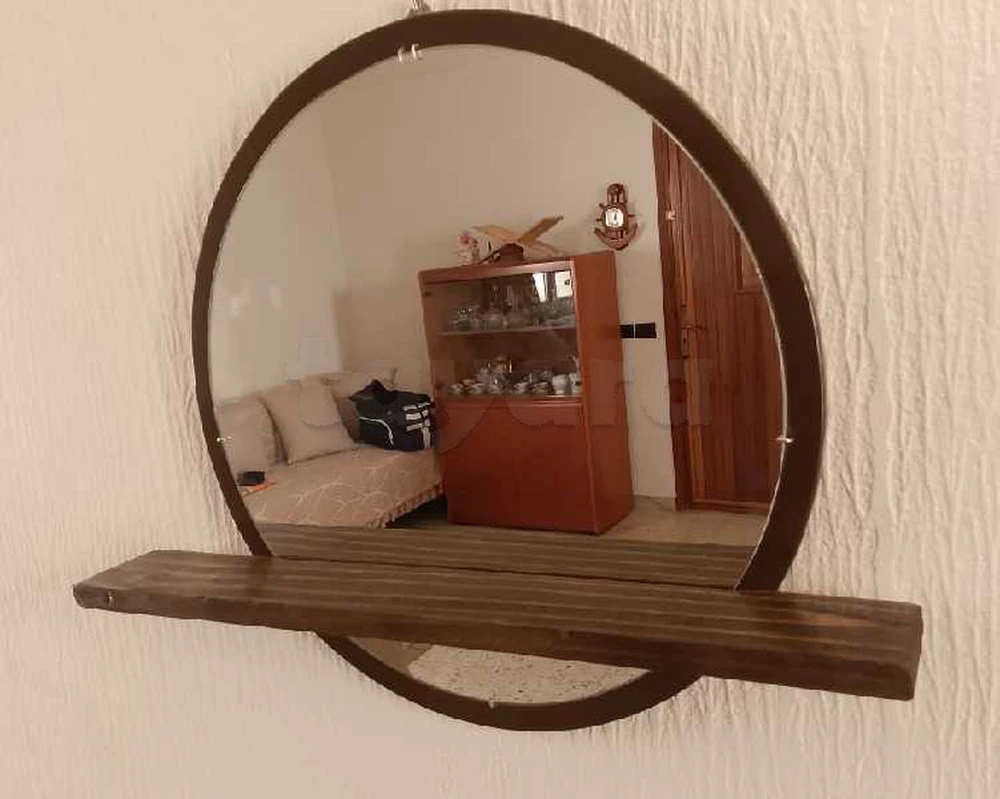 miroir en bois (diamètre 60 cm)