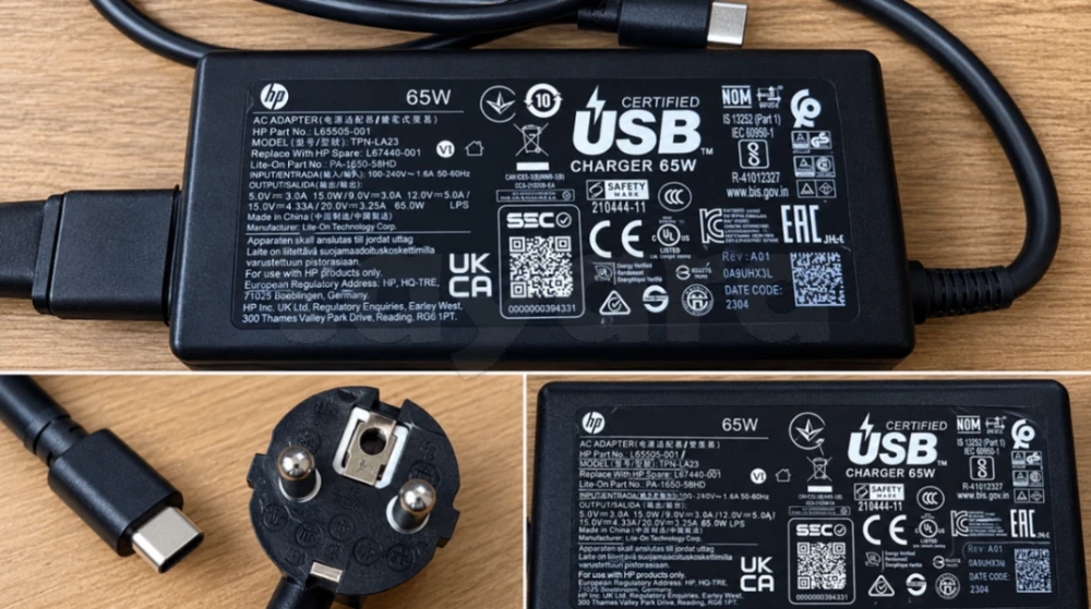 chargeur HP original USB-C 65 W, .