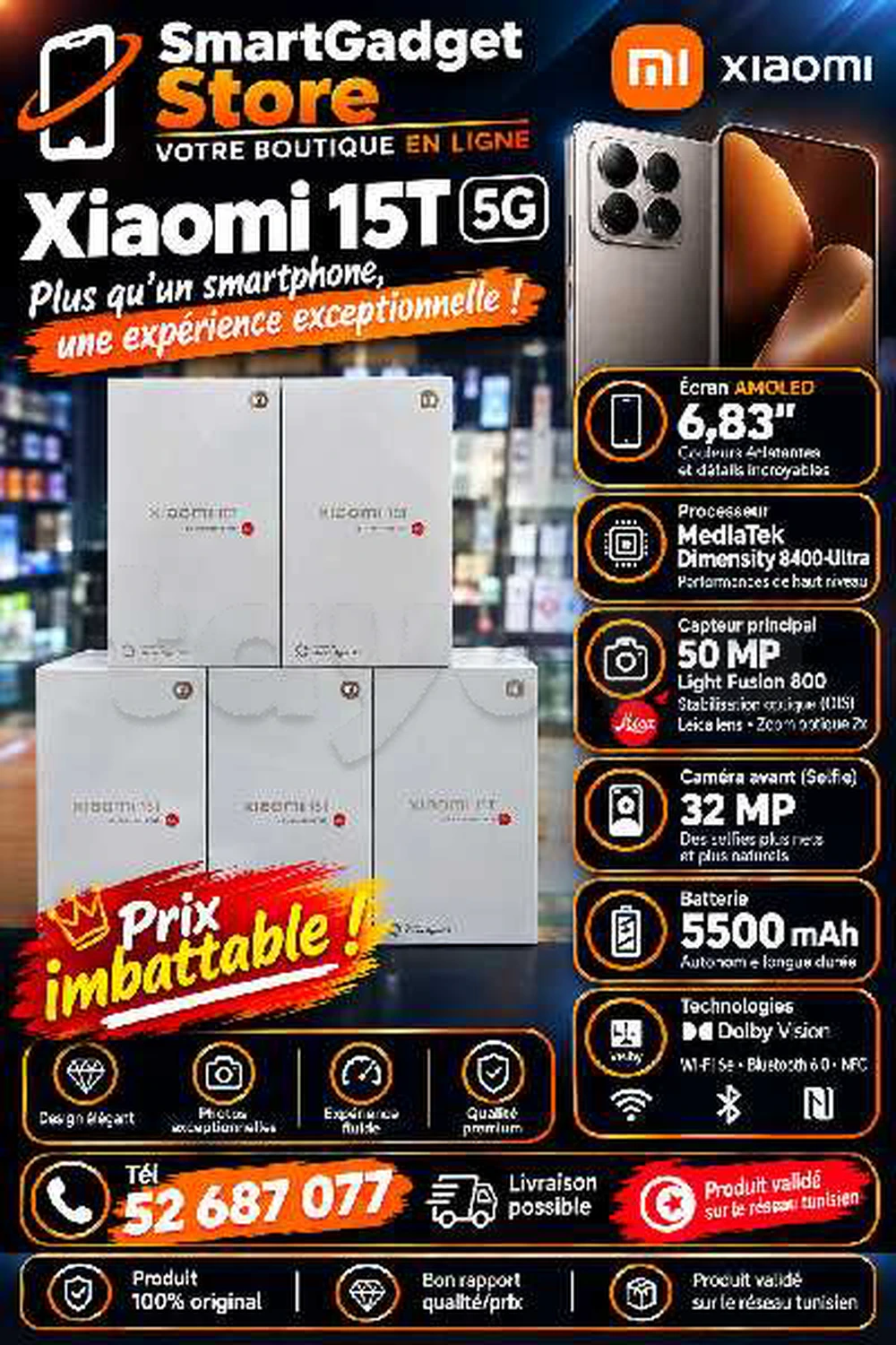 Xiaomi 15T 5G (12/256 Où 512Go)Neuf cacheté Sous blister Validé 📞52687077📞