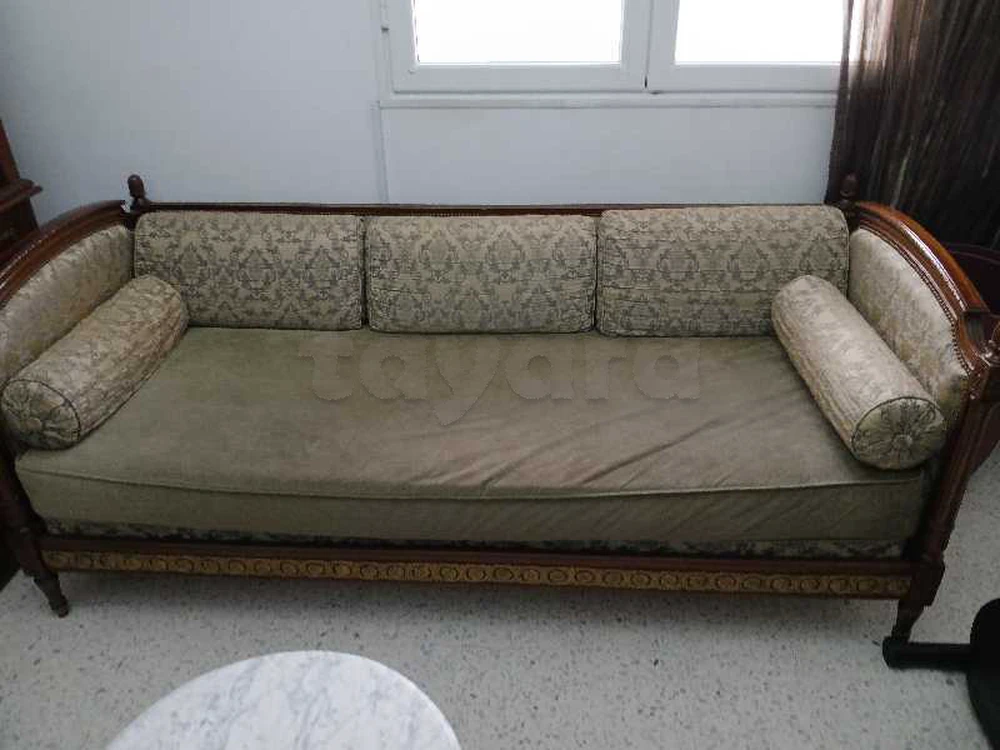 banc et meuble en acajou massif et bronze