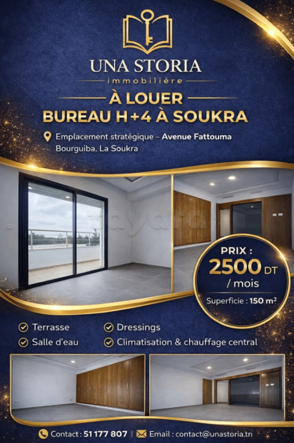 À LOUER BUREAU H+4 À SOUKRA