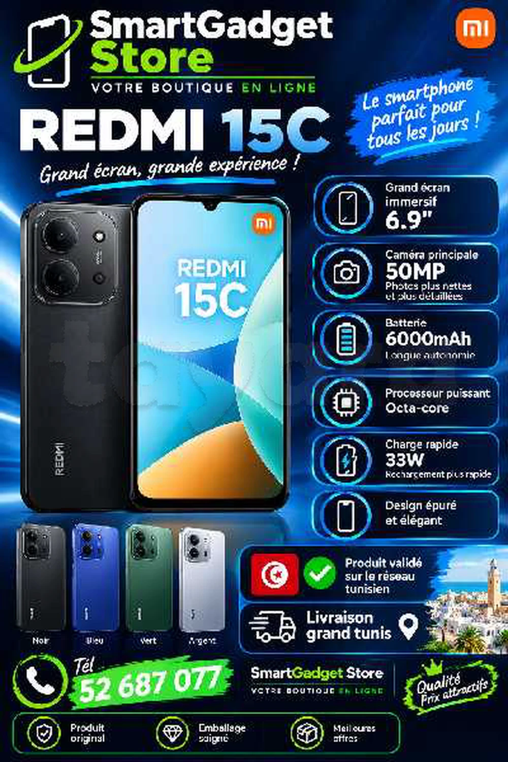 Redmi 15C Neuf cacheté sous blister Validé 📞52 687 077 📞