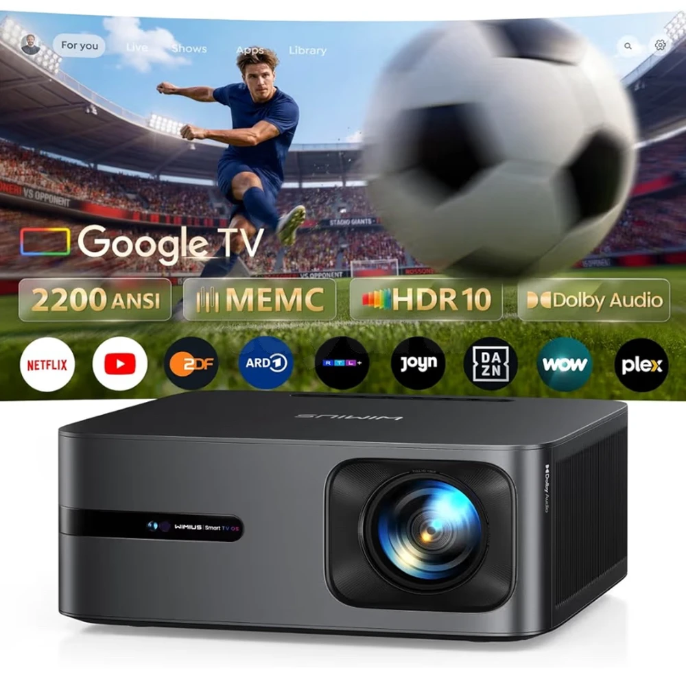 Vidéoprojecteur 4K, Google TV, WiFi 6 Bluetooth, 2200 ANSI Projecteur 4K Supporté avec Android TV, RétroProjecteur Sellé, Keys: video projecteur , projecteur , retroprojecteur , retro , rétro , rétroprojecteur , vidéoprojecteur , vidéo projecteur , videop
