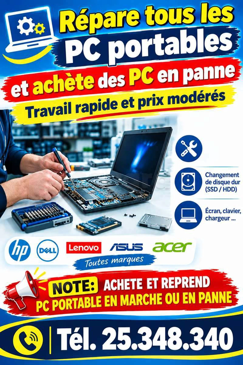 Réparation des PC portables