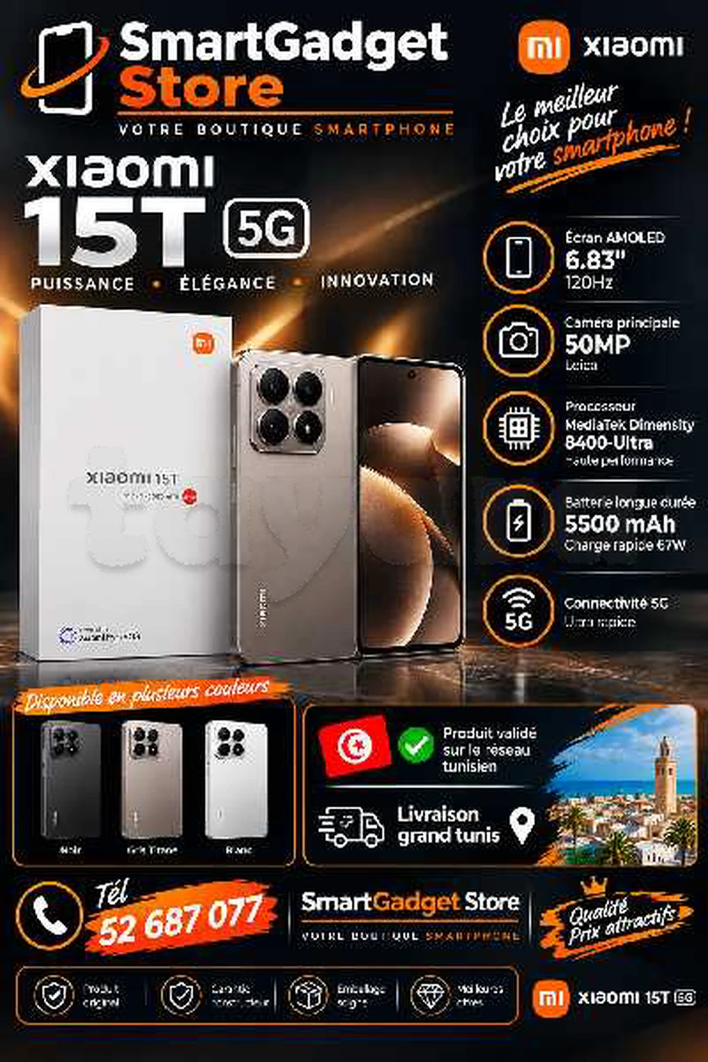 Xiaomi 15T 5G (12/256 Où 512Go)Neuf cacheté Sous blister Validé 📞52687077📞