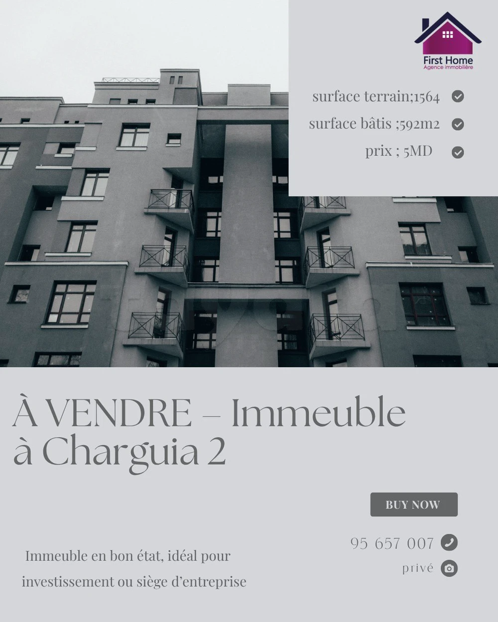 À VENDRE – Immeuble à Charguia 2