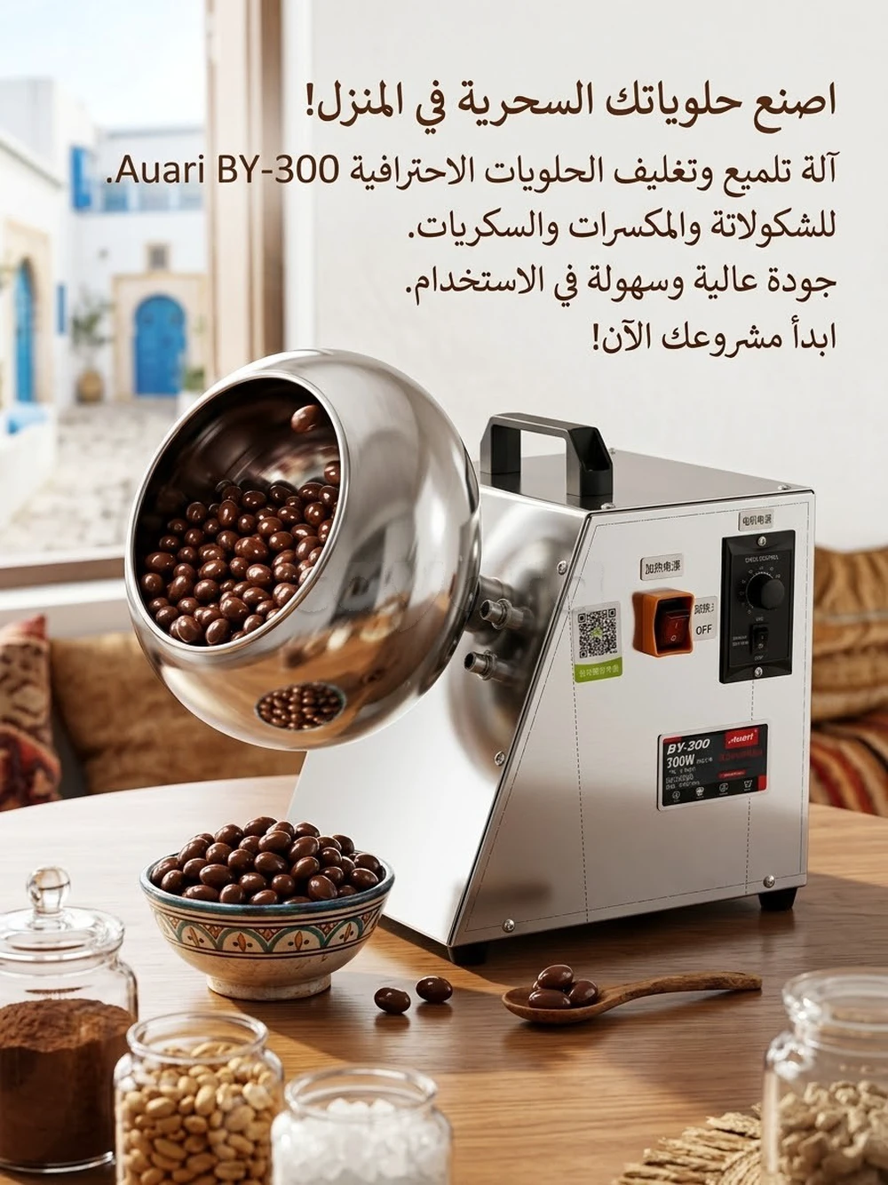 آلة احترافية لتغليف وتلميع الحلويات (الشوكولاتة، المكسرات، السكريات) - موديل Auari BY-300