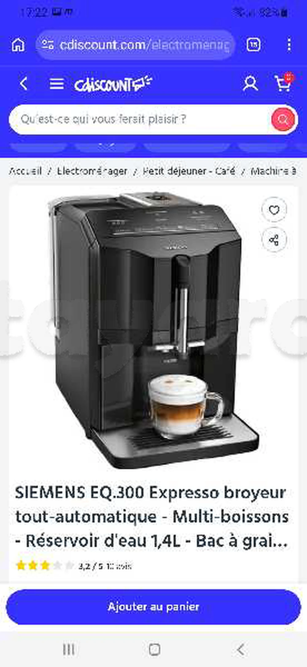 Cafetiere SIEMENS EQ 300 AUTOMATIQUE