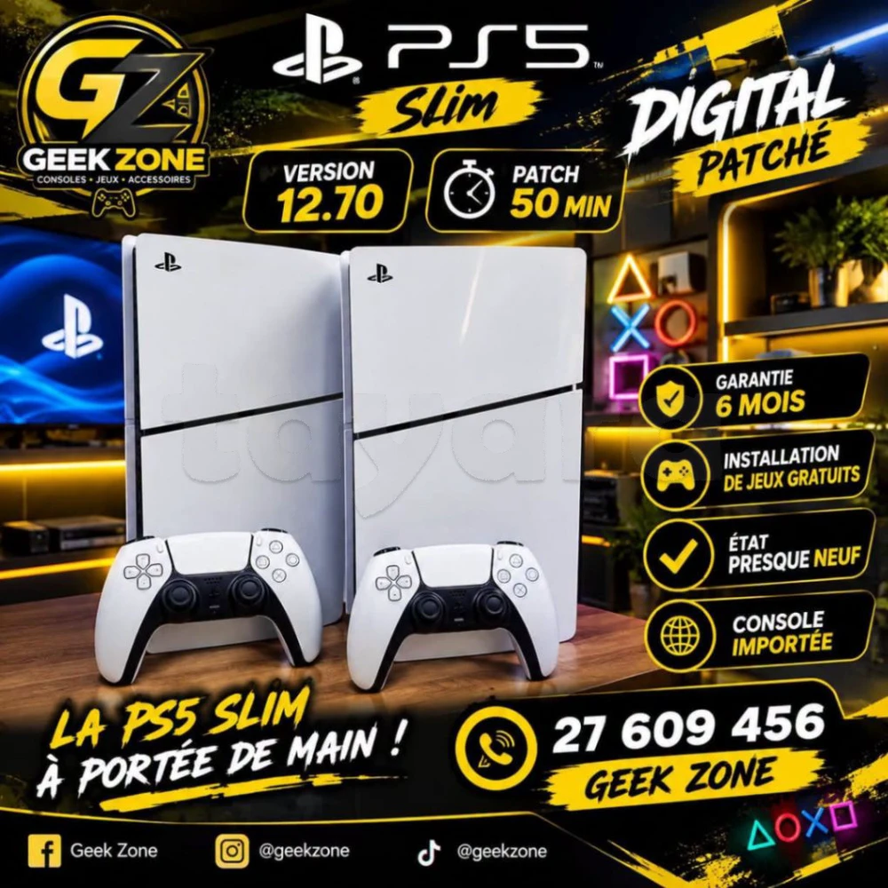 ✨️ PS5 Slim Digital Patché v 12.70 ✨️ Importé 🇨🇵 État presque neuf