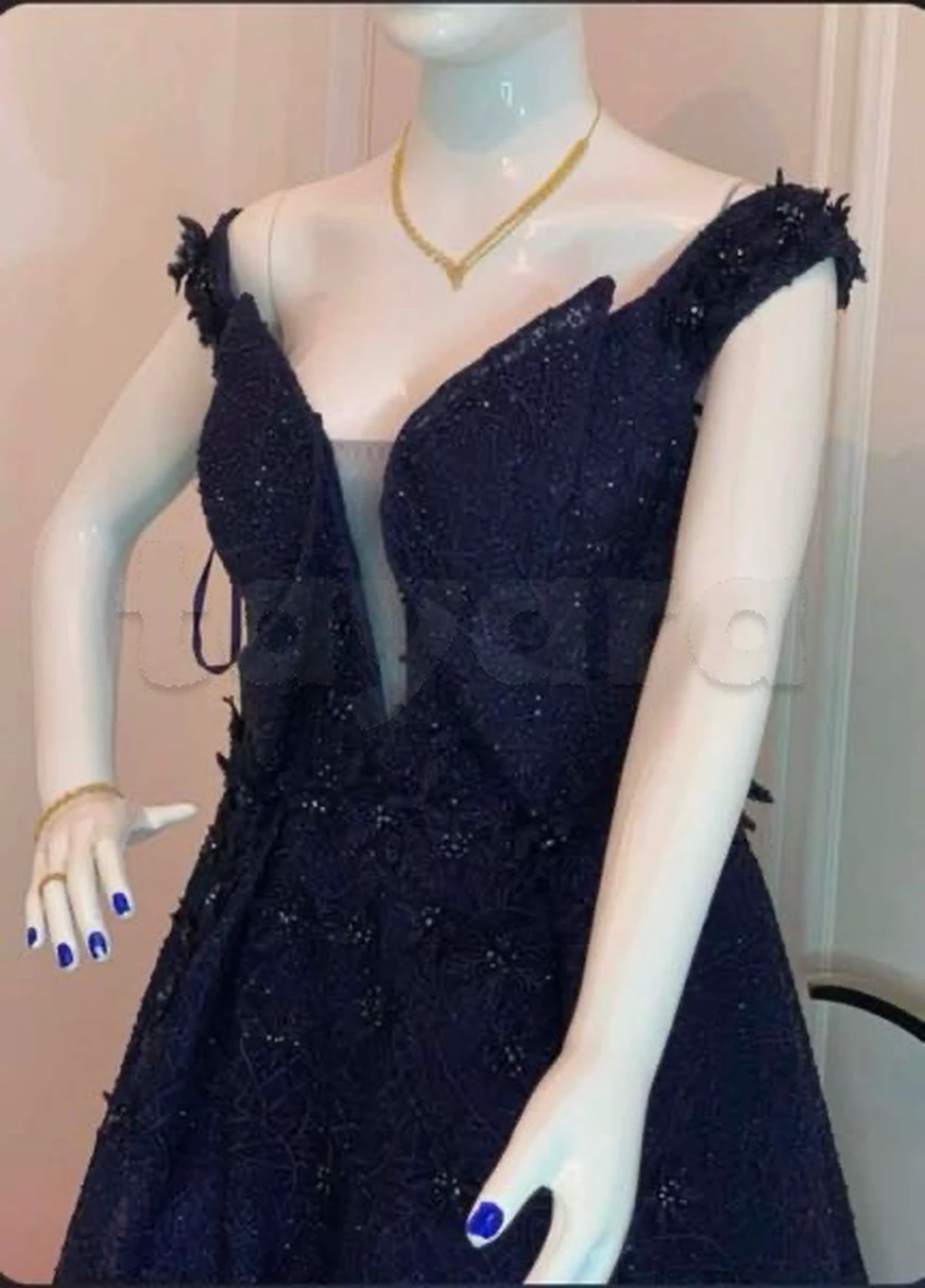 Robe de soirée longue bleu nuit – Taille 44