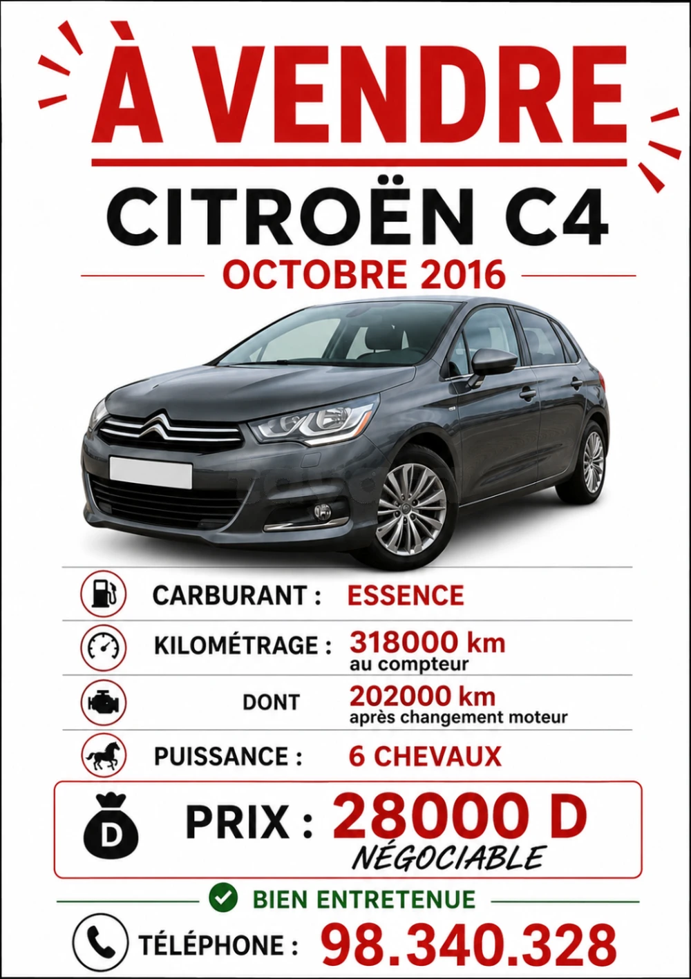Carte voiture Citroen C4