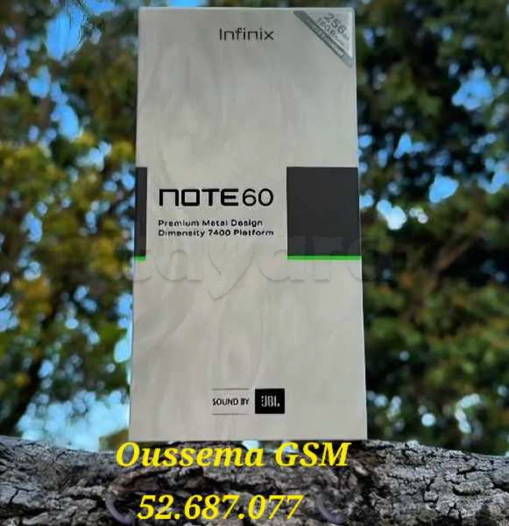 Infinix Note60 5G (8/ 256Go)Neuf cacheté Sous blister 
Tèl:52687077